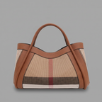 Plaid Genuine Leather Large Tote Bag