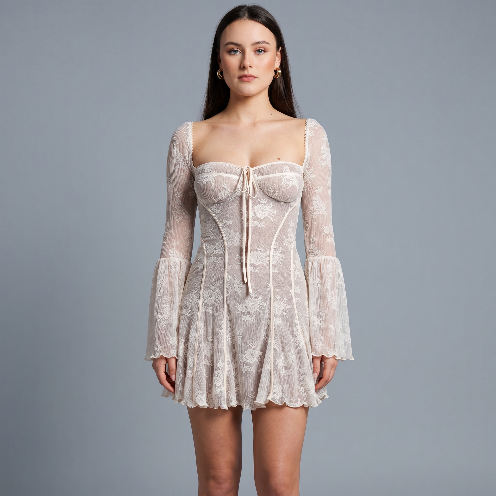 Lace Strapless Sheath Mini Dress
