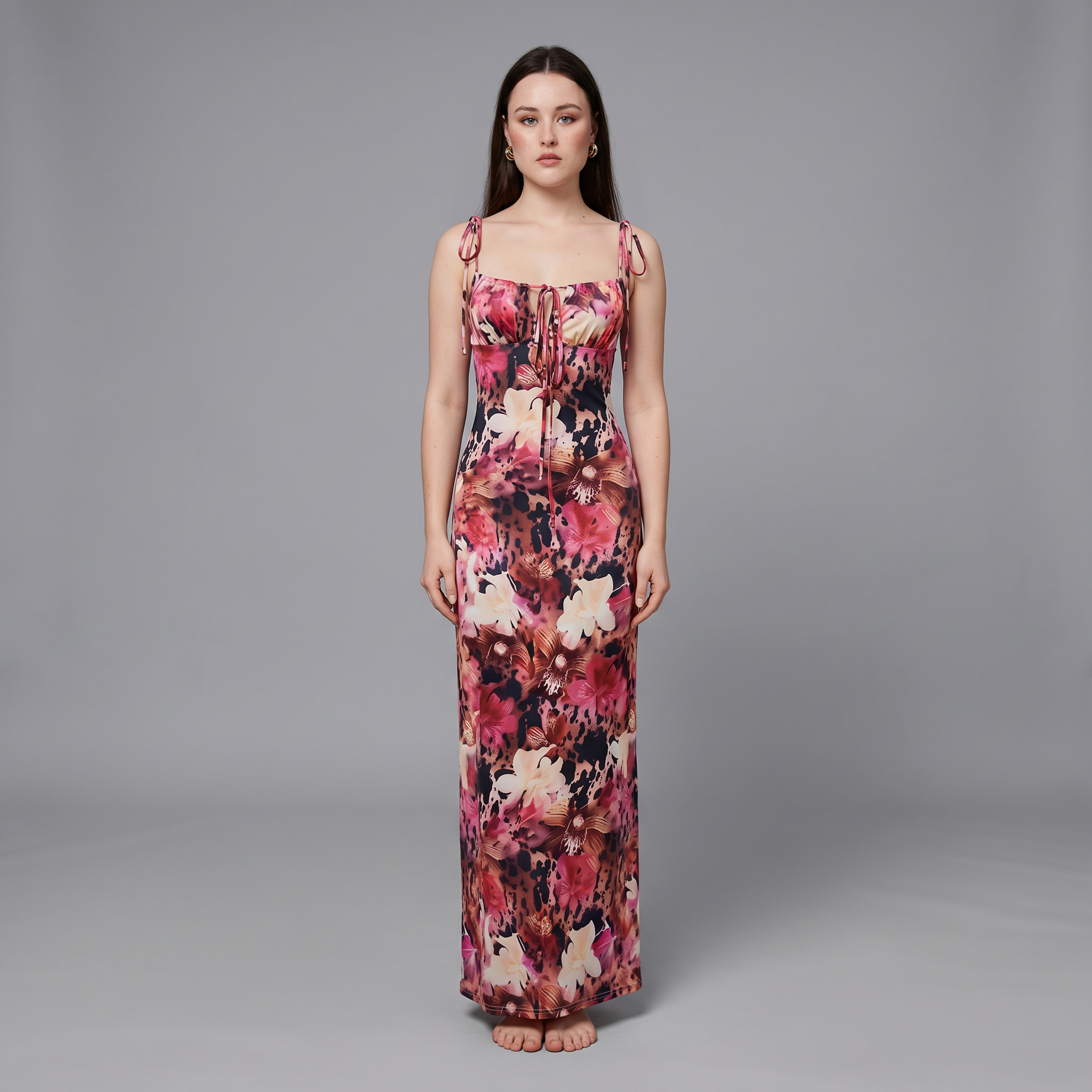 Slash Neck Ankle-Length Dress
