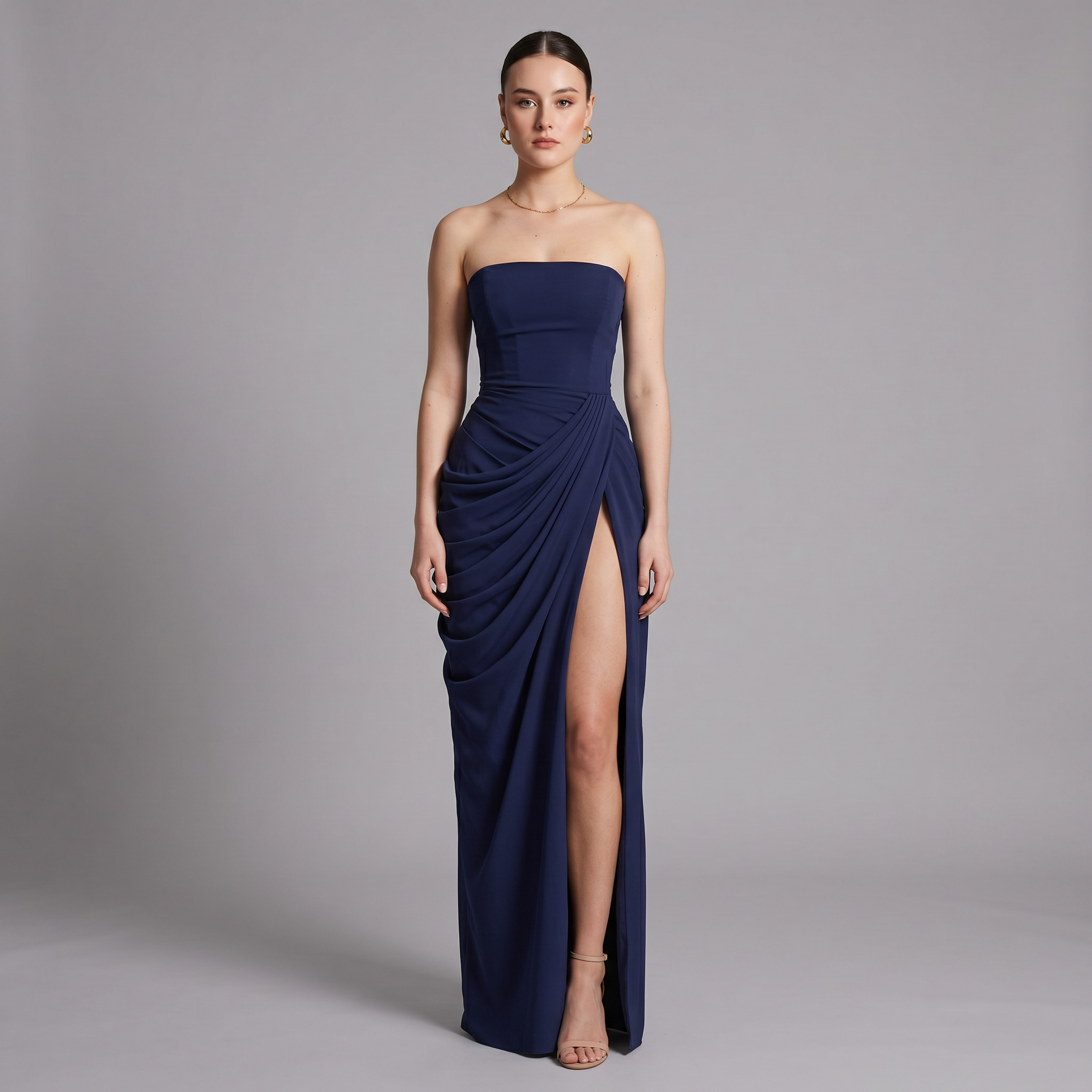 Ruched Slash Neck Bodycon Dress