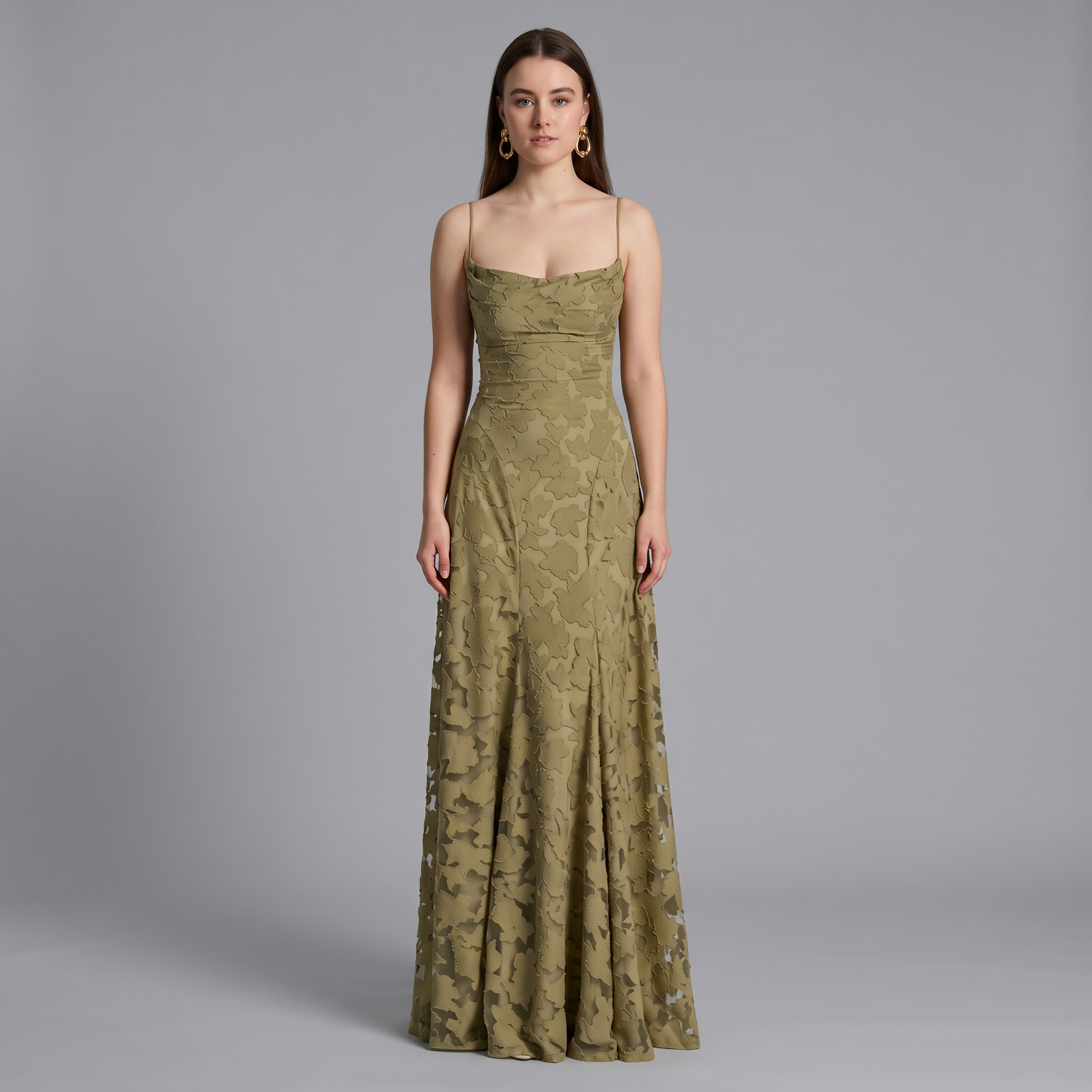 Lace Slash Neck Ankle-Length Dress