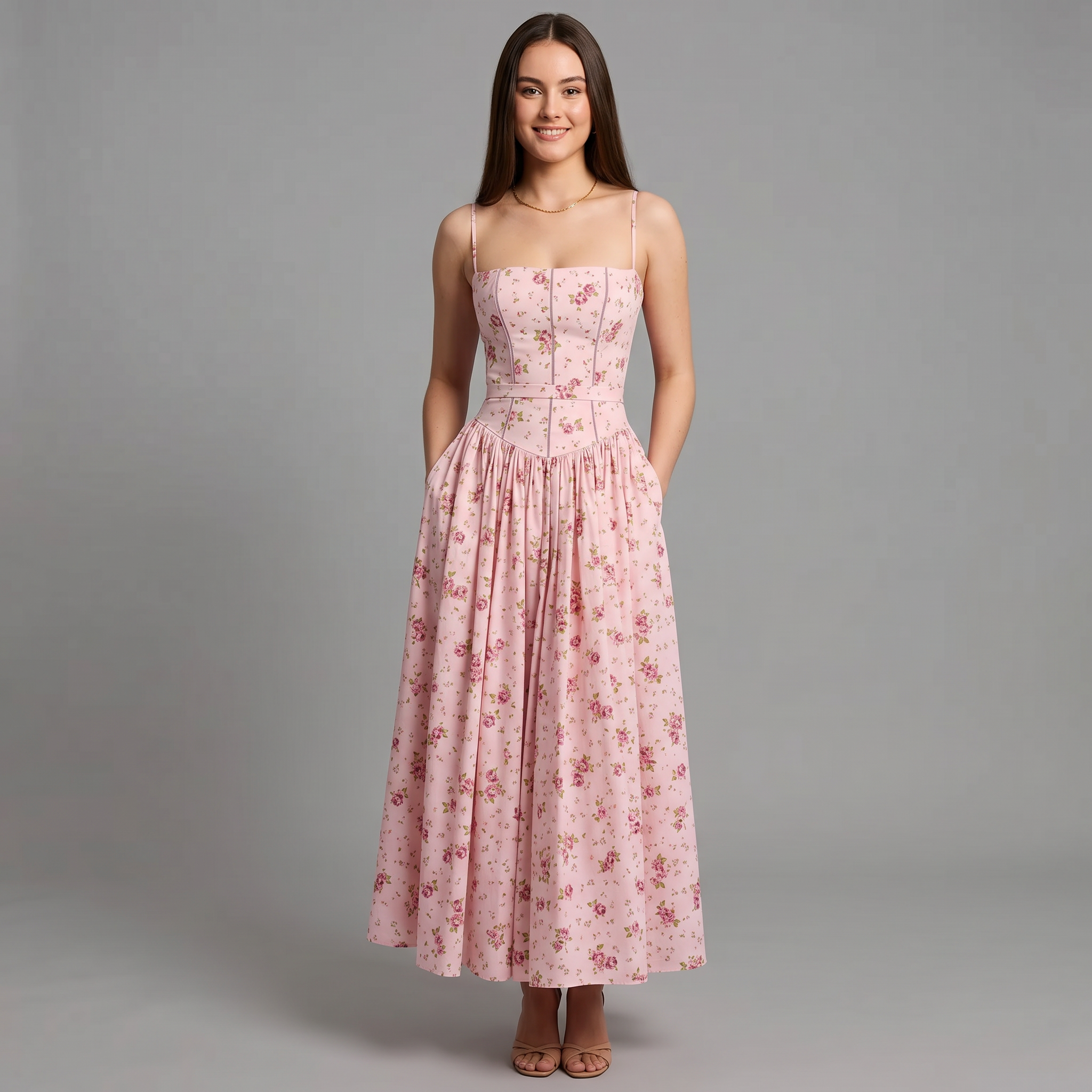 Printed Strapless Maxi Dress