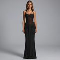 Solid Halter Bodycon Ankle-Length Dress