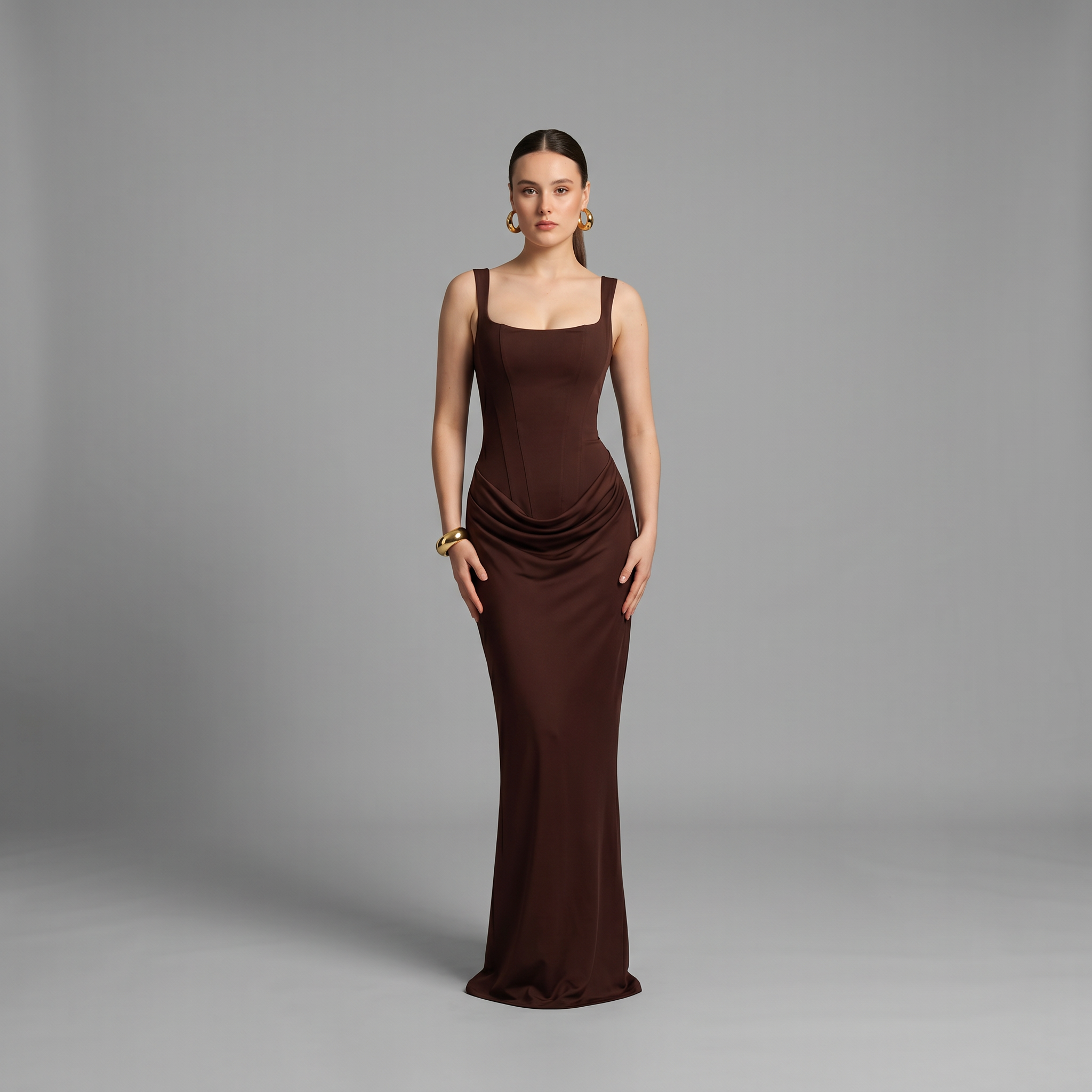 Solid Bodycon Ankle-Length Dress