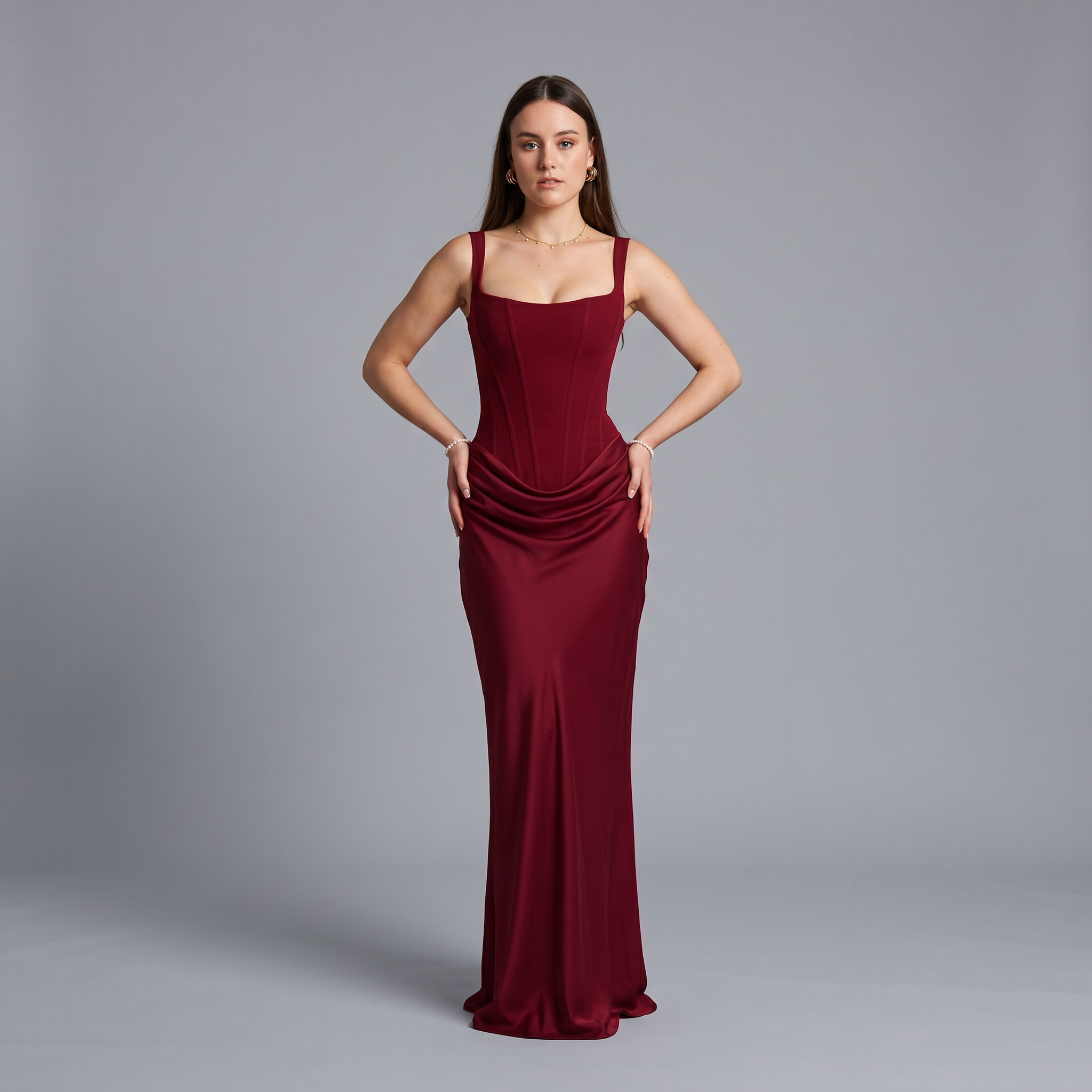 Solid Bodycon Ankle-Length Dress