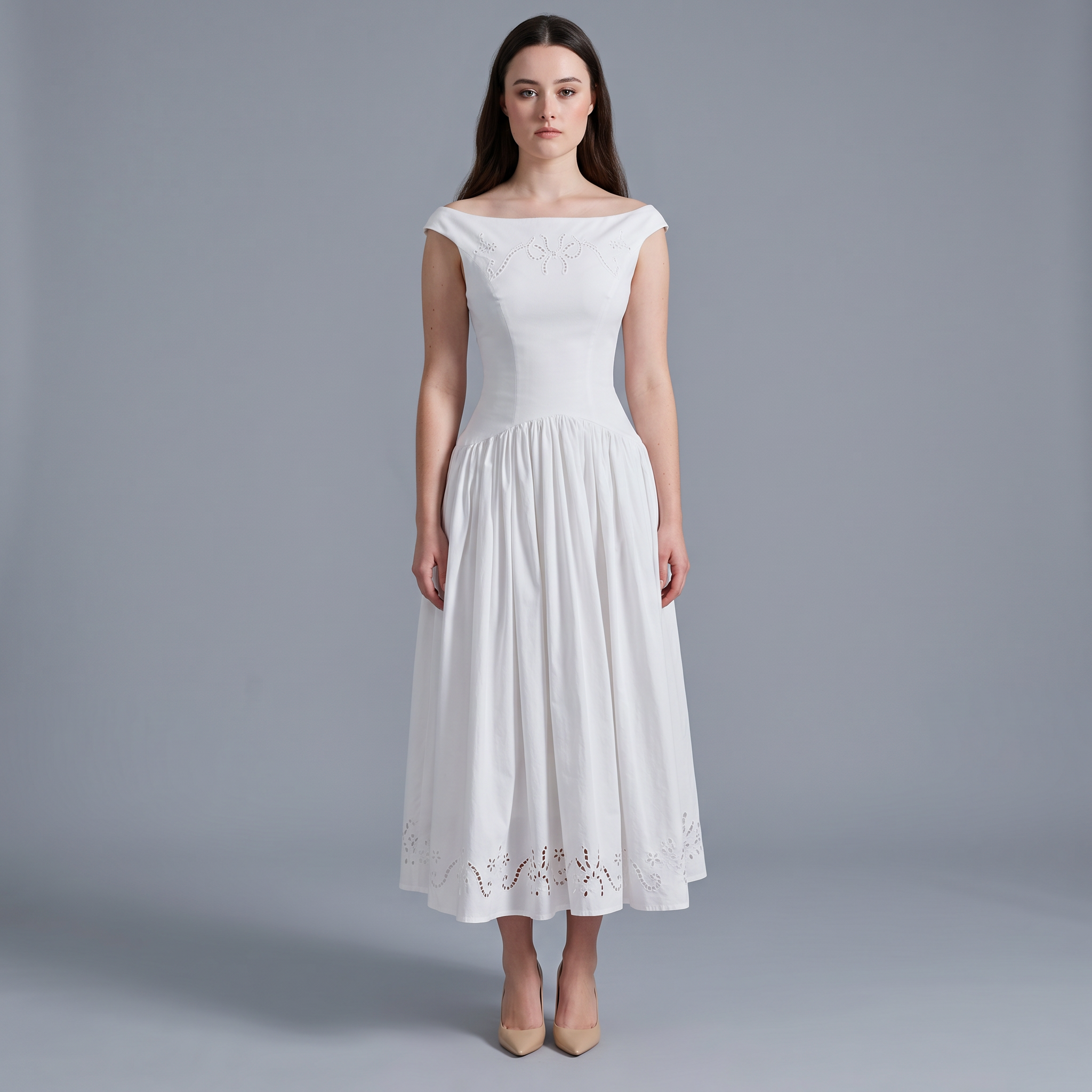Boat Neck A-Line Mini Dress