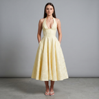 V-Neck A-Line Midi Dress