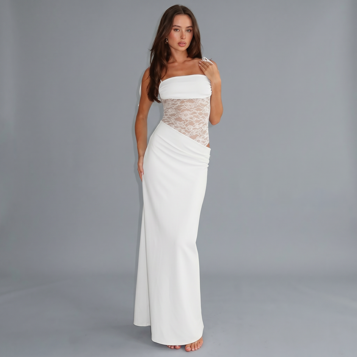 Slash Neck Midi Dress
