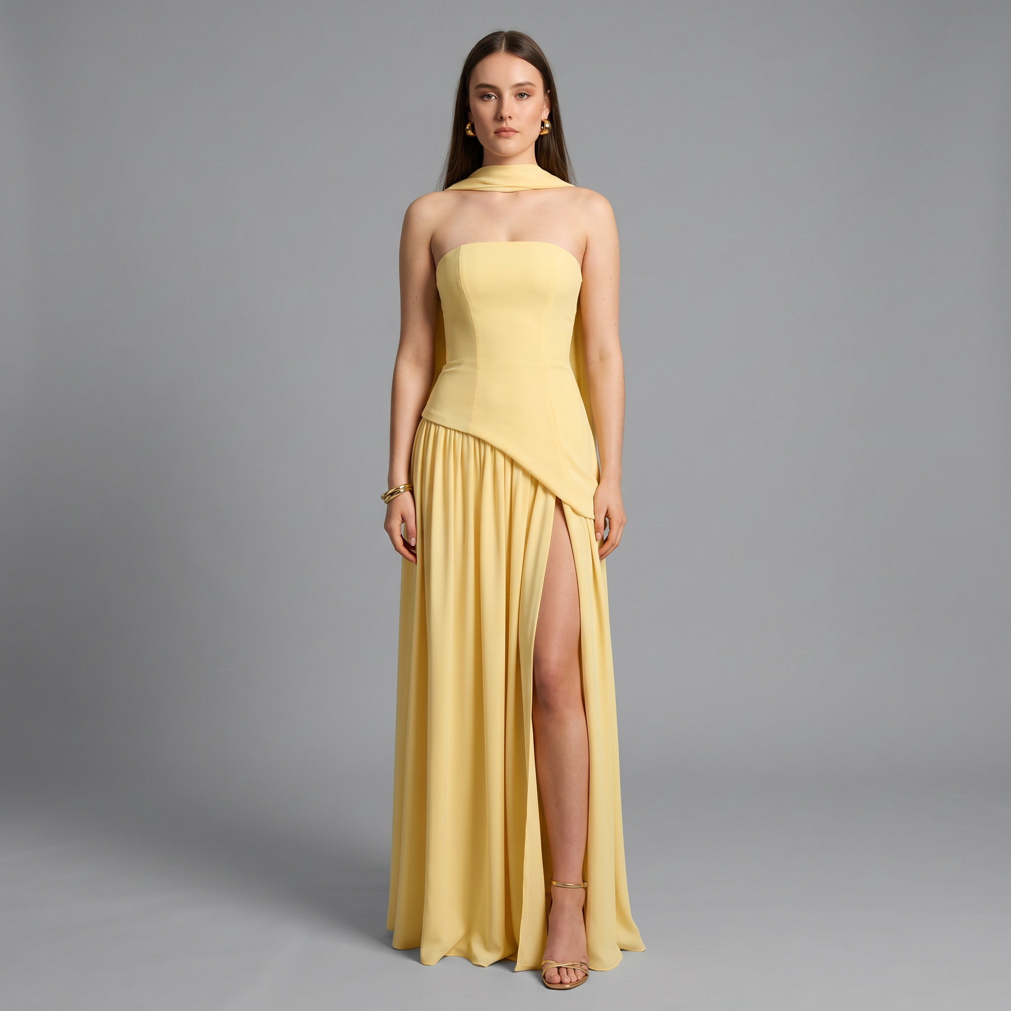 Slash Neck Midi Dress