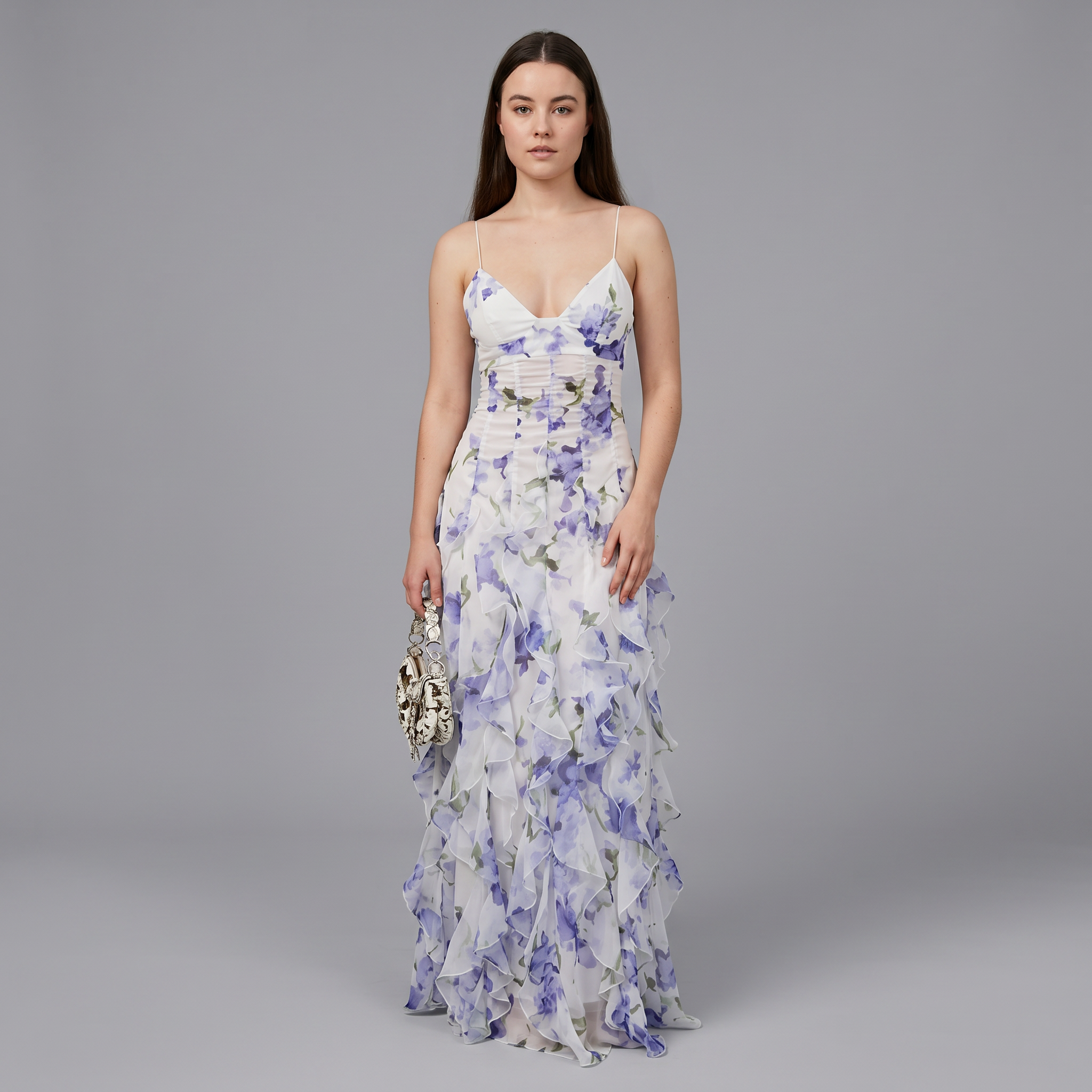 V-Neck A-Line Maxi Dress