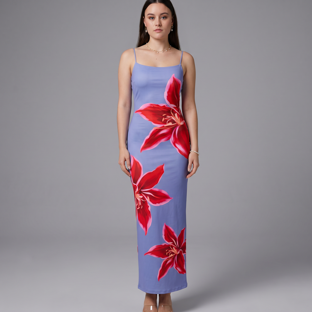 Printed A-Line Midi Dress