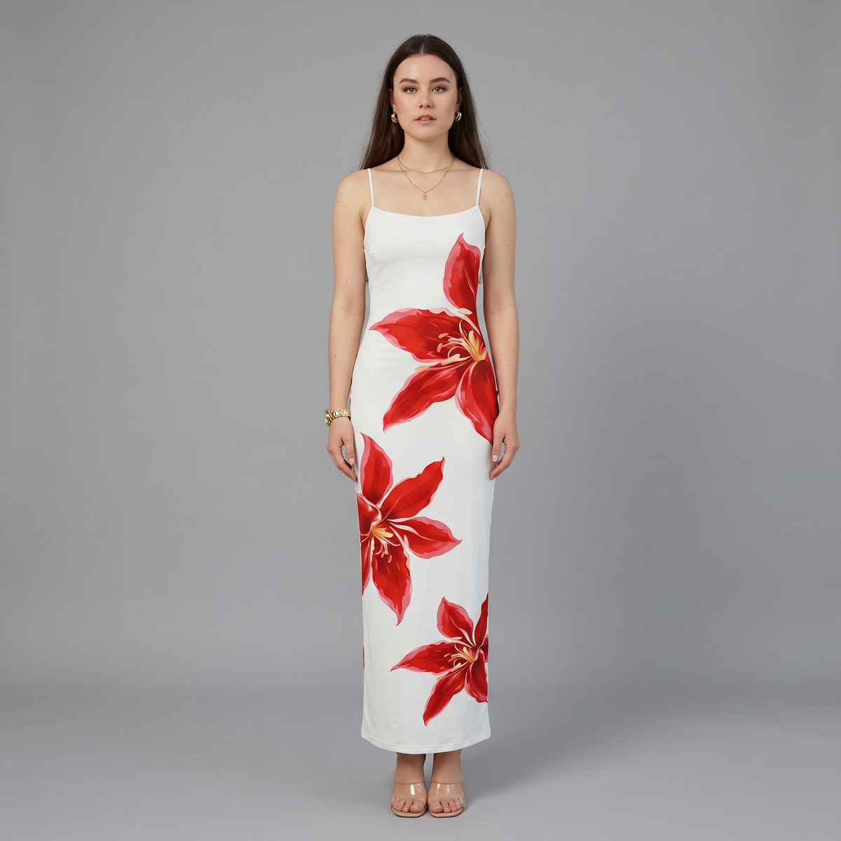 Printed A-Line Midi Dress