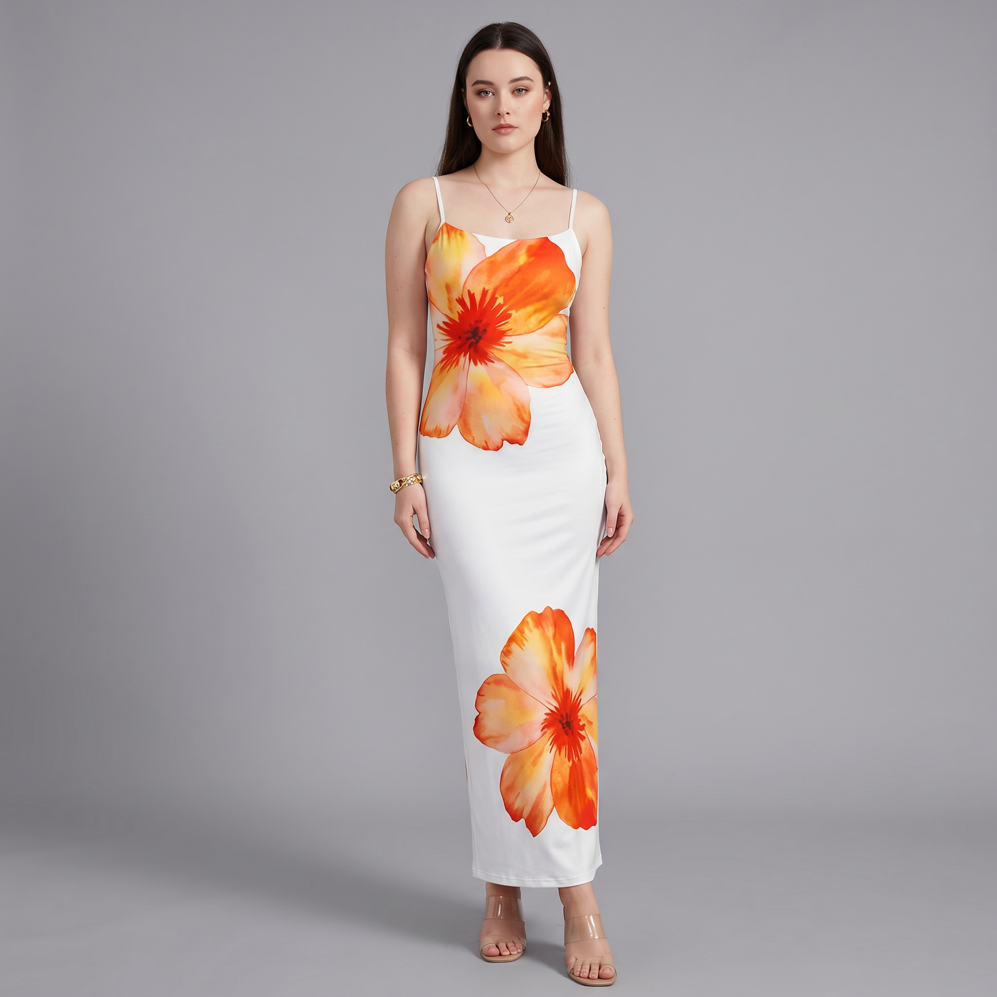 Printed A-Line Midi Dress