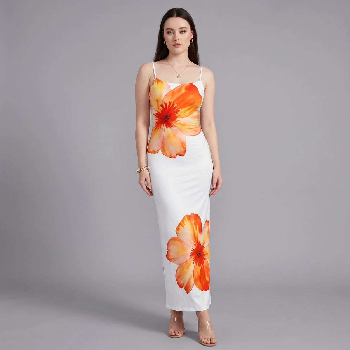 Printed A-Line Midi Dress