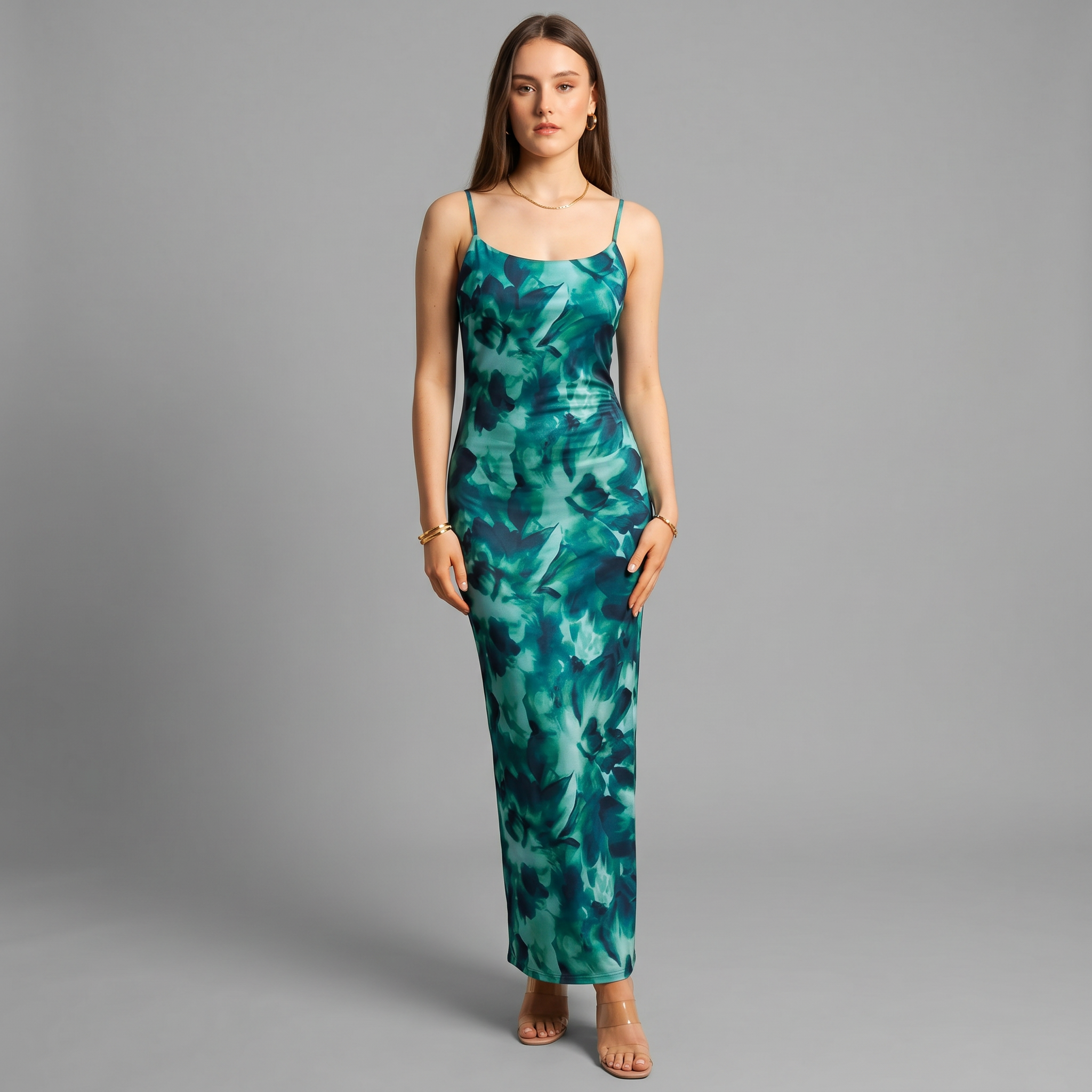 Printed A-Line Midi Dress