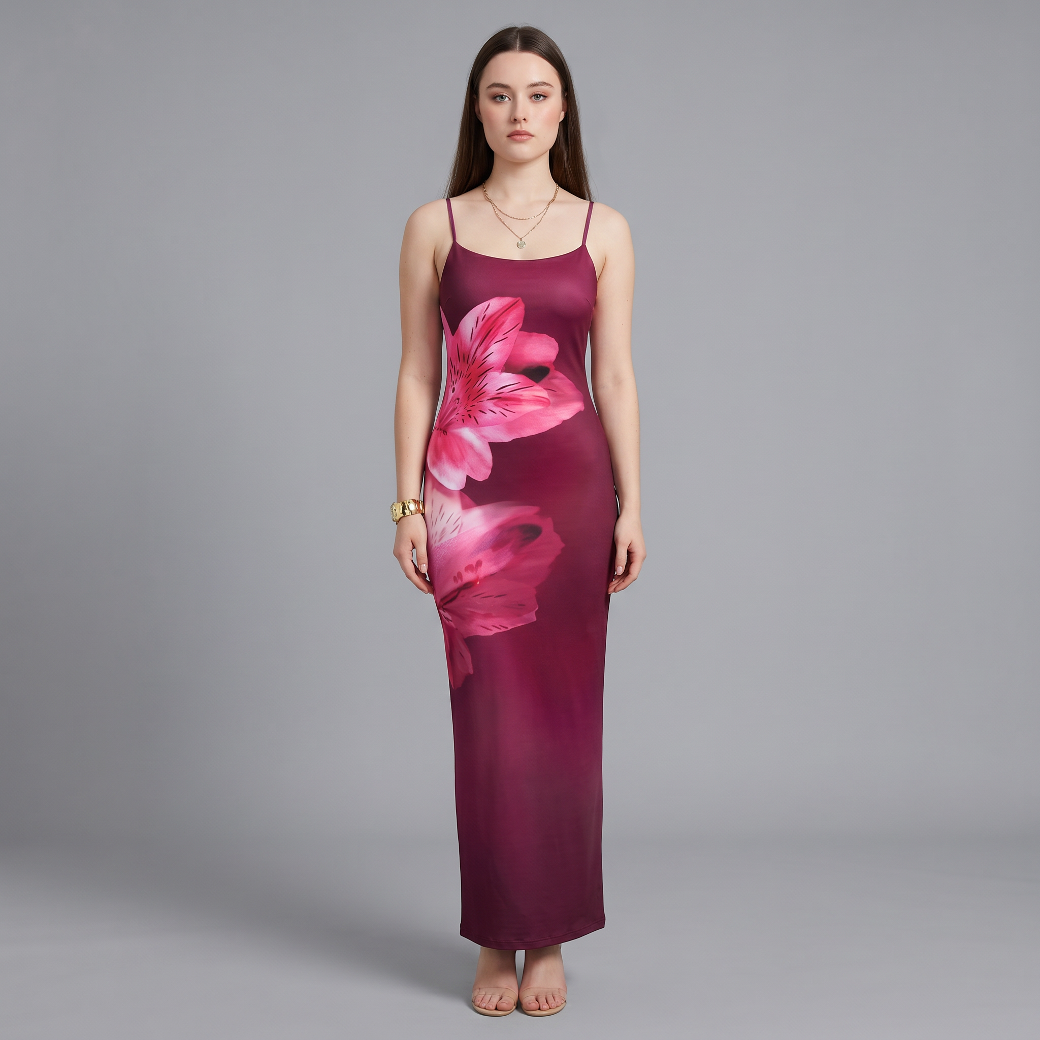 Printed A-Line Midi Dress