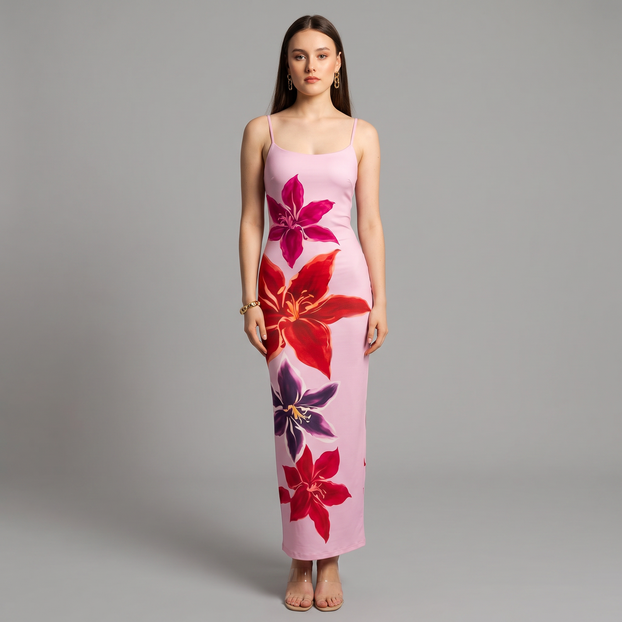 Printed A-Line Midi Dress