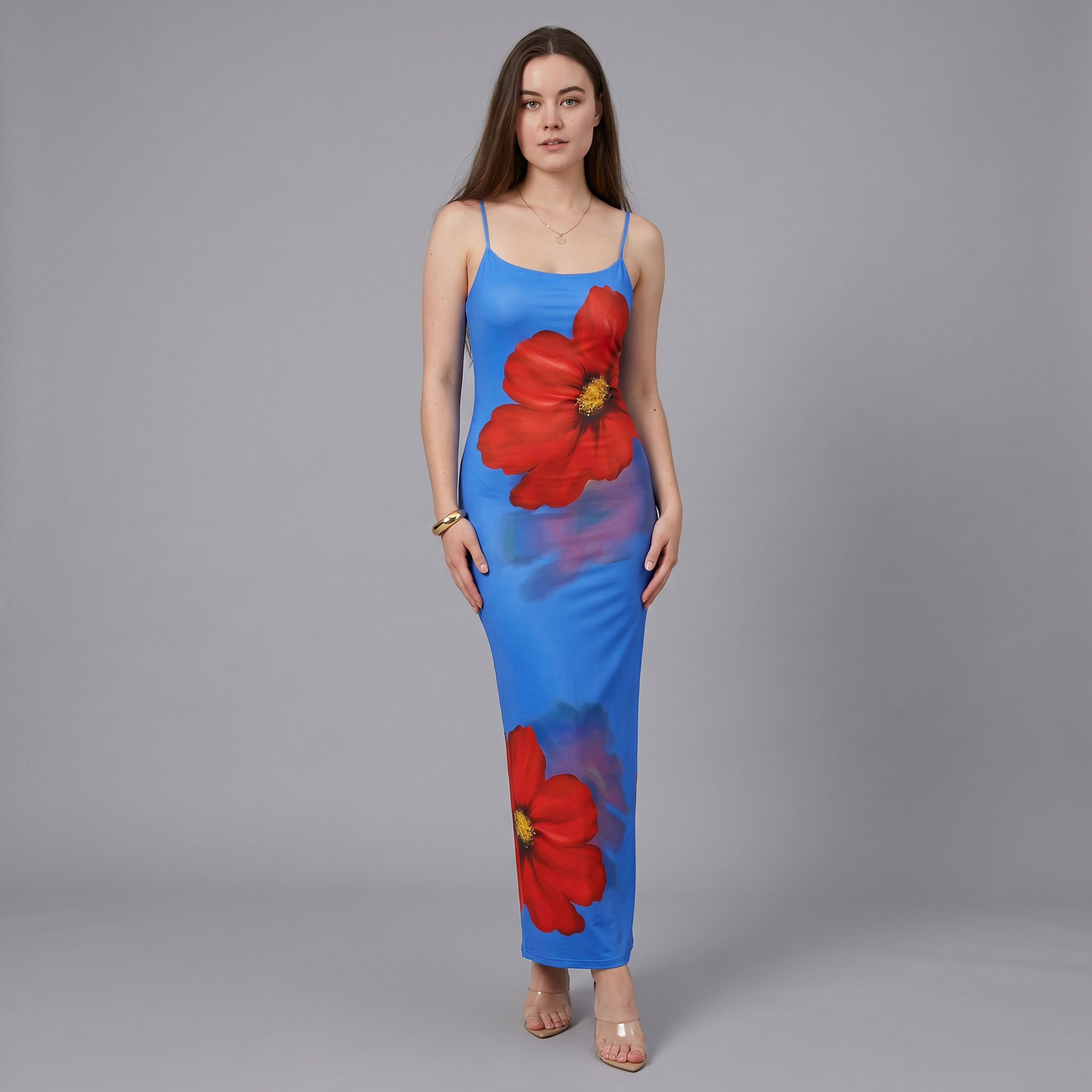 Printed A-Line Midi Dress