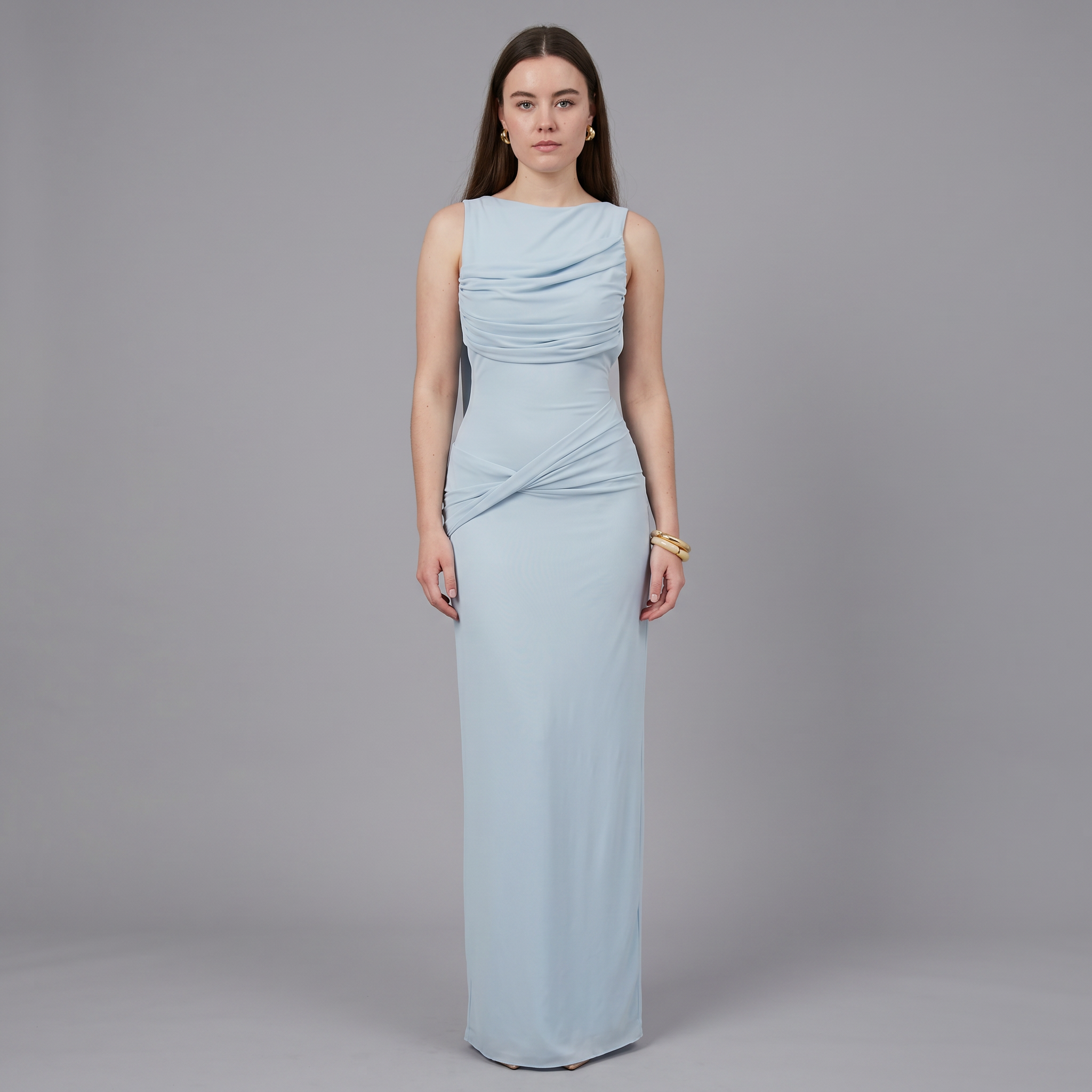 Solid Column Floor-Length Dress