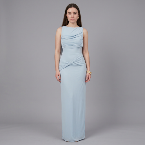 Solid Column Floor-Length Dress