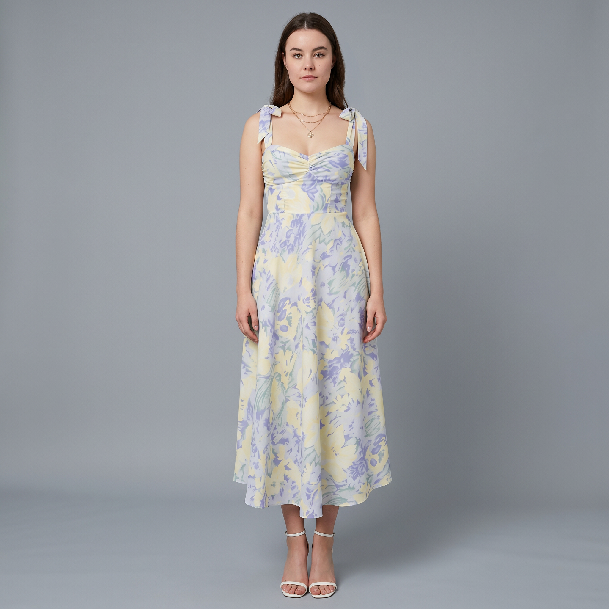 Lace V-Neck A-Line Ankle-Length Dress