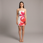 Printed Strapless Column Mini Dress