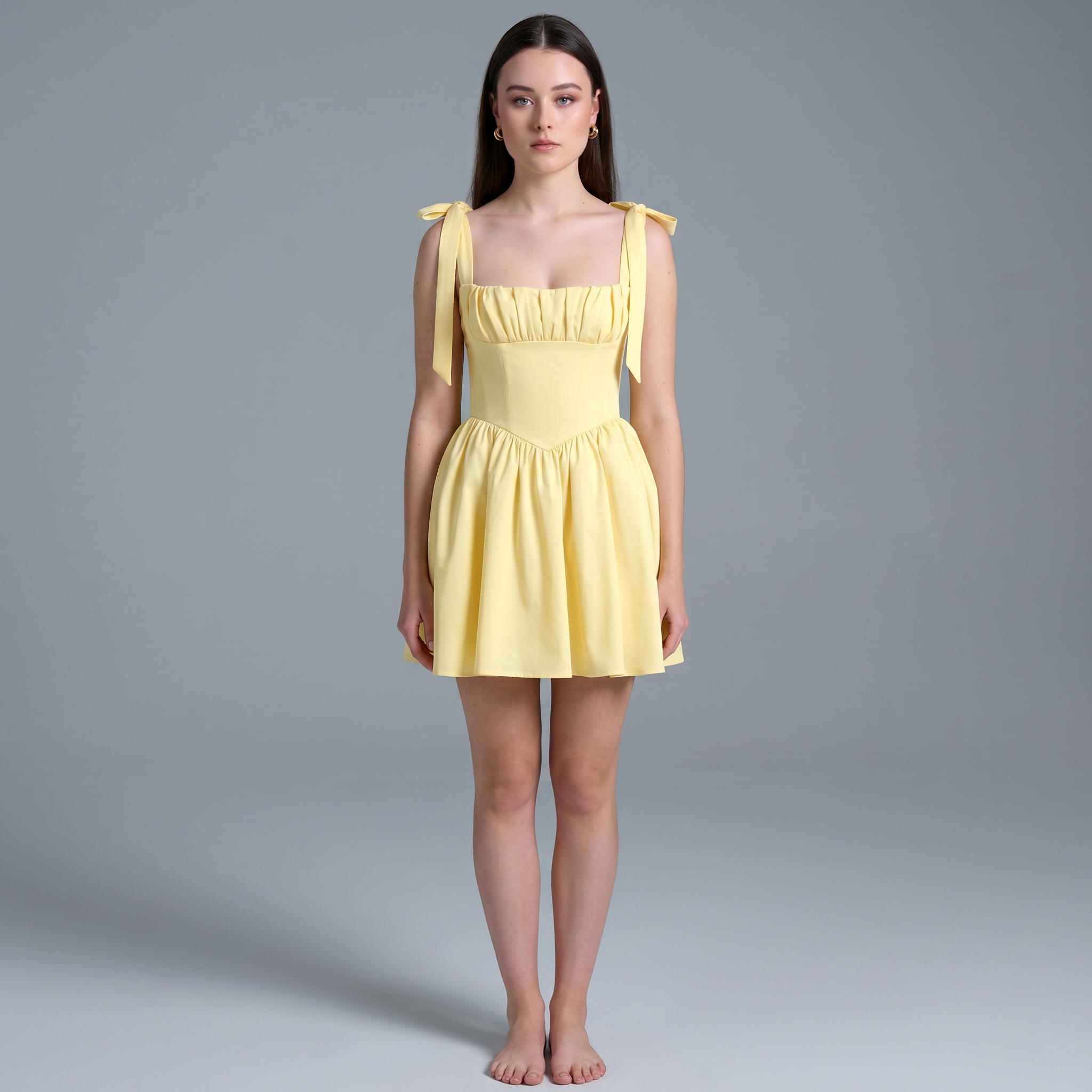Solid V-Neck Sheath Mini Dress