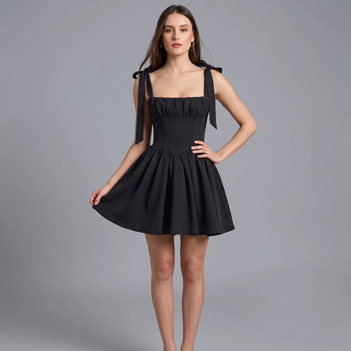 Solid V-Neck Sheath Mini Dress