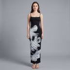 Printed Spaghetti Strap Column Ankle-Length Dress