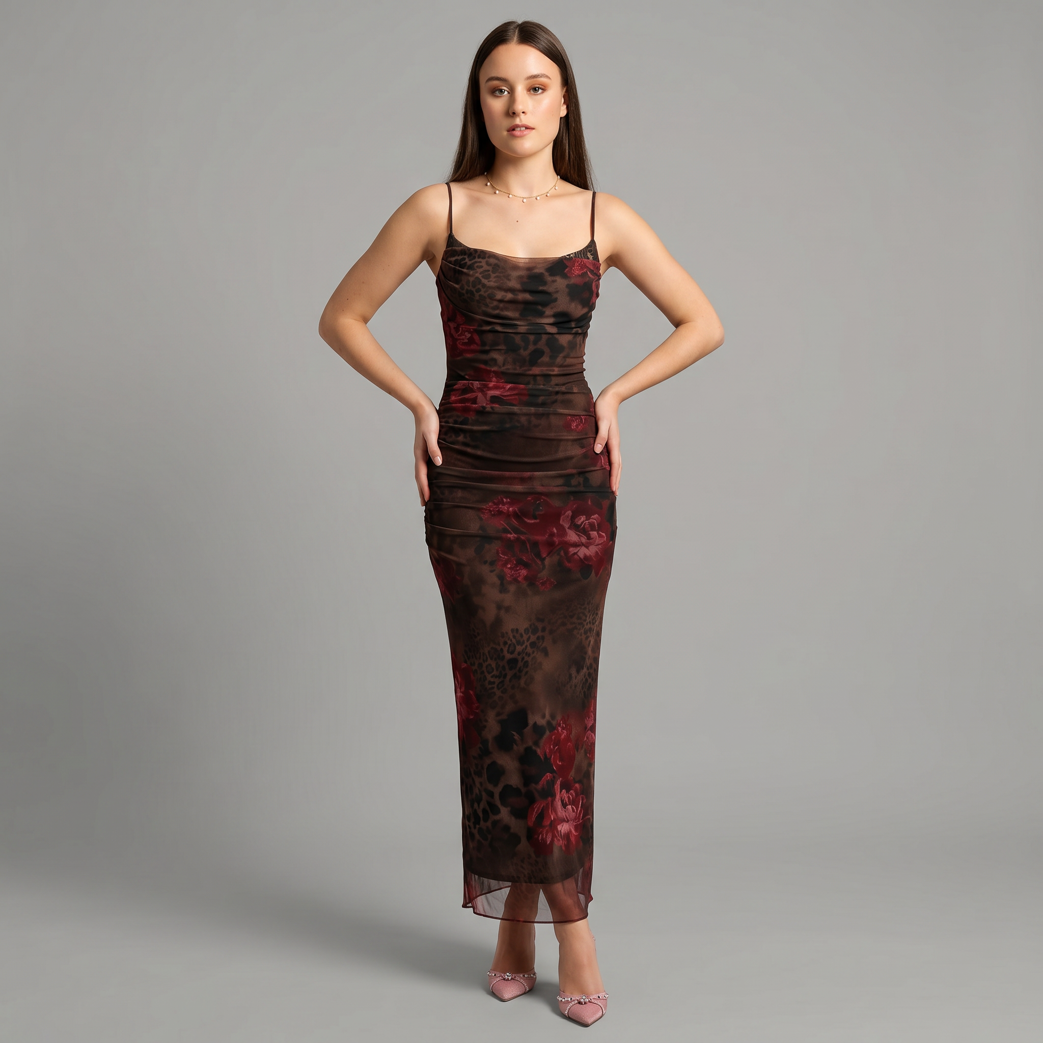 Printed Spaghetti Strap Maxi Dress