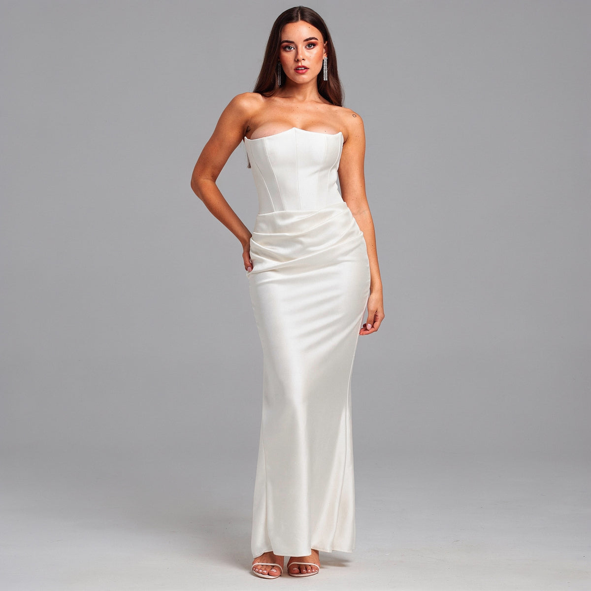 Slash Neck Ankle-Length Dress