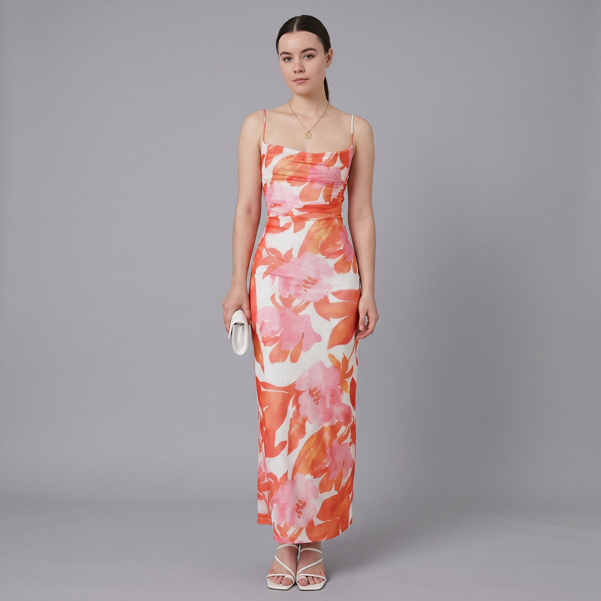 Printed Slash Neck Sheath Dress