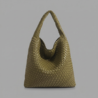 Woven Vegan Leather Large Hobo Bag