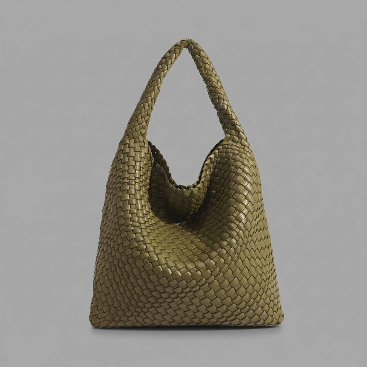 Woven Vegan Leather Large Hobo Bag