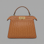 Woven Vegan Leather Satchel Bag