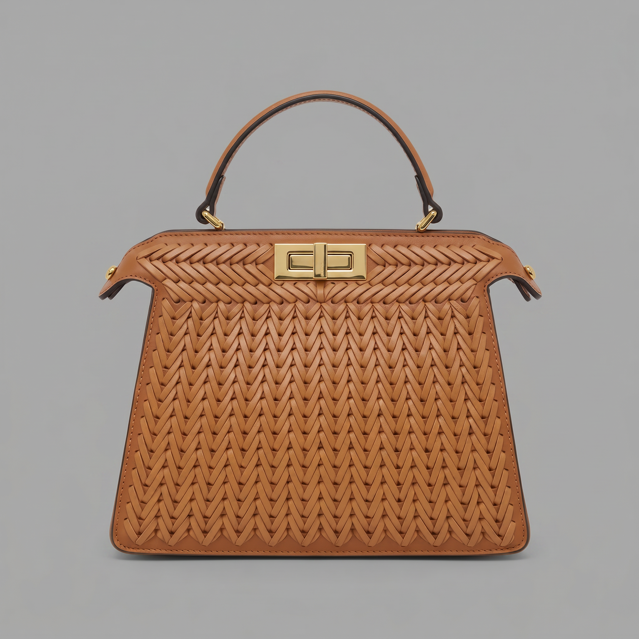 Woven Vegan Leather Satchel Bag