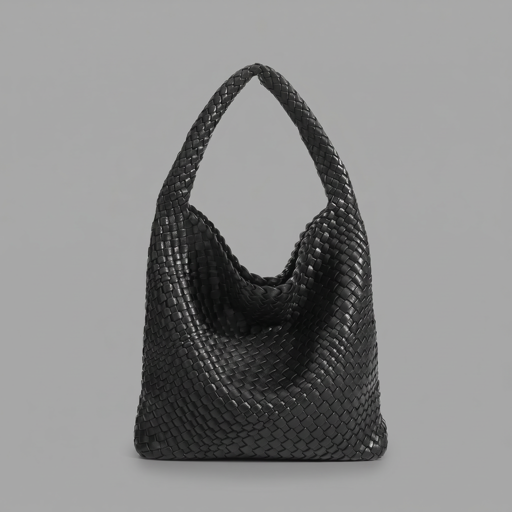 Woven Vegan Leather Large Hobo Bag