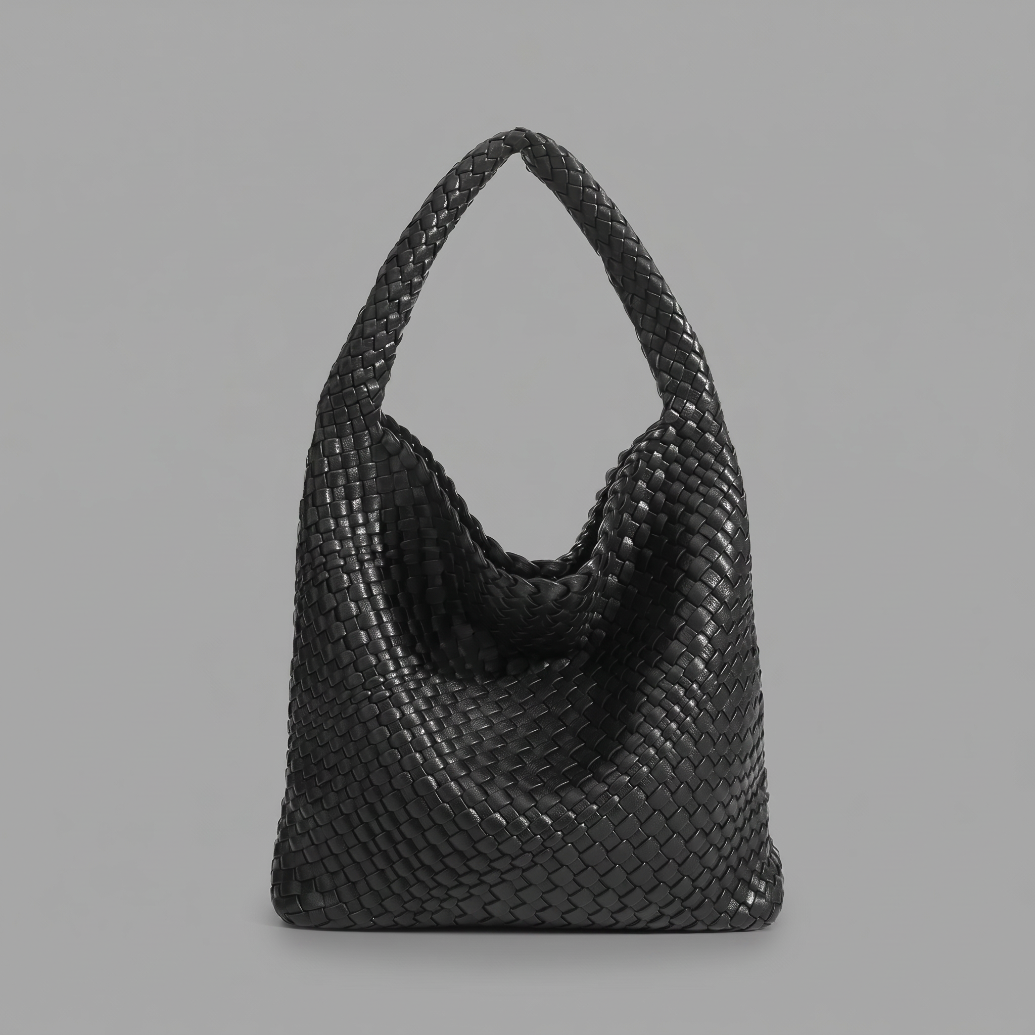 Woven Vegan Leather Large Hobo Bag