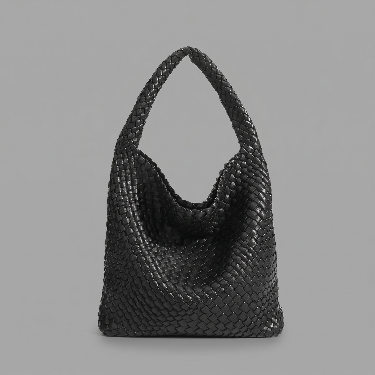 Woven Vegan Leather Large Hobo Bag