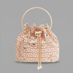 Rhinestone Crystal-Embellished Bucket Bag