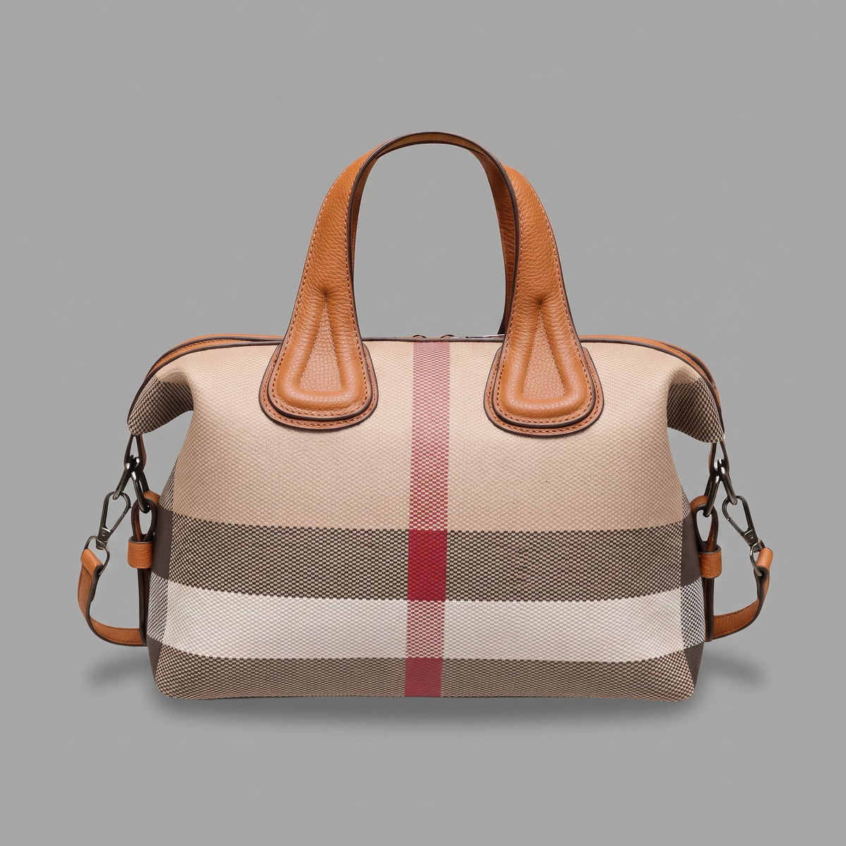 Plaid Vegan Leather Tote Bag