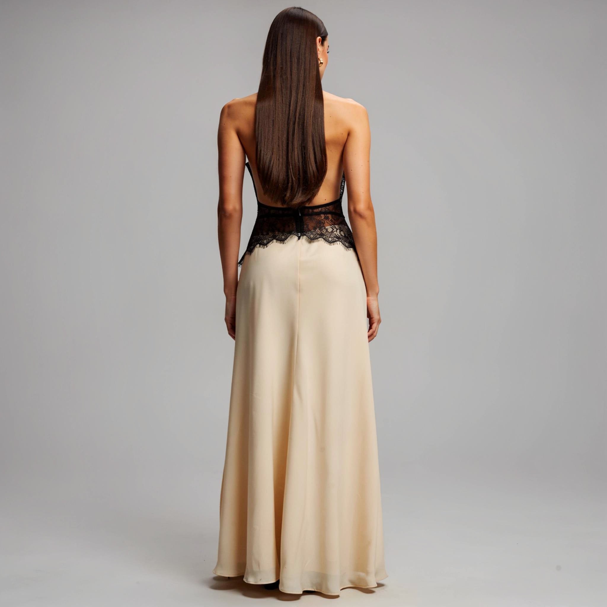 Solid V-Neck Sheath Floor-Length Dress