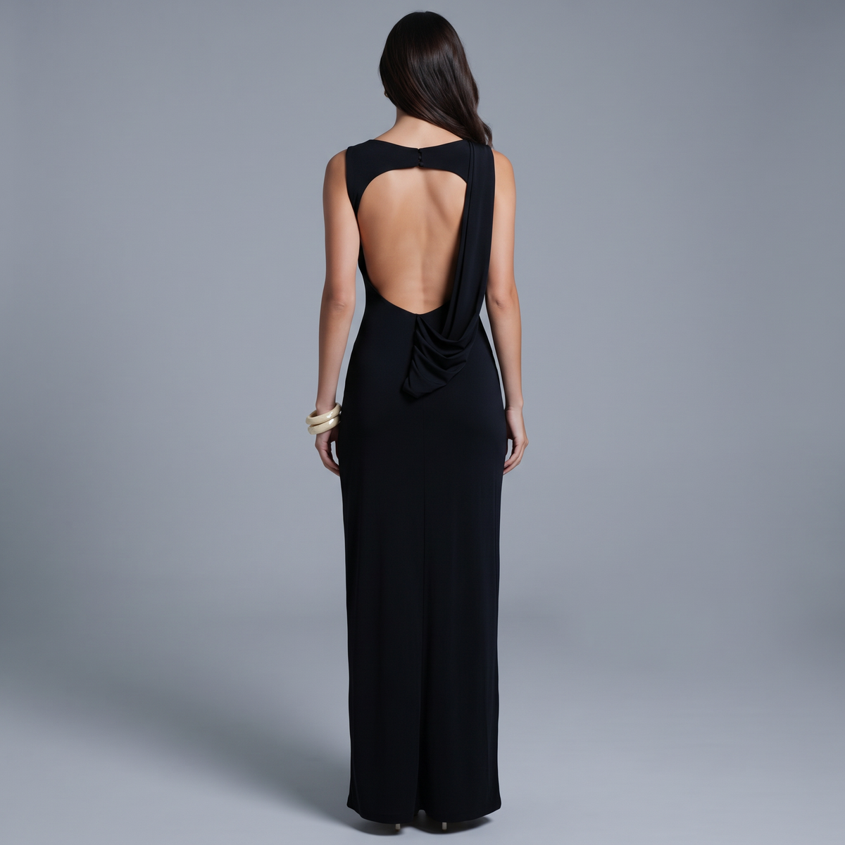 Solid Column Floor-Length Dress