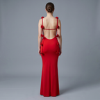 Floral V-Neck Sheath Floor-Length Dress