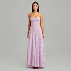 Printed Square Neck A-Line Maxi Dress