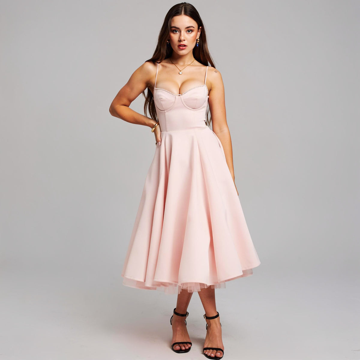 Strapless A-Line Midi Dress