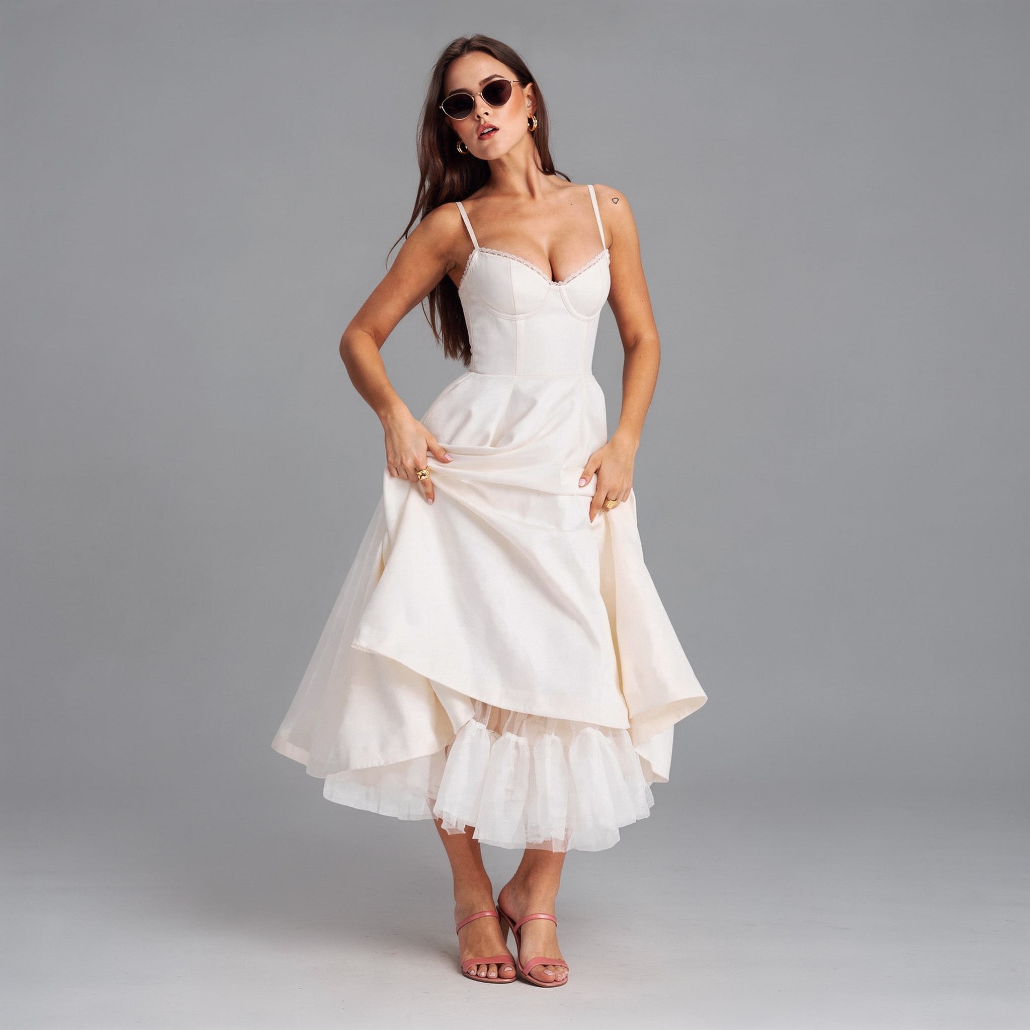 Strapless A-Line Midi Dress
