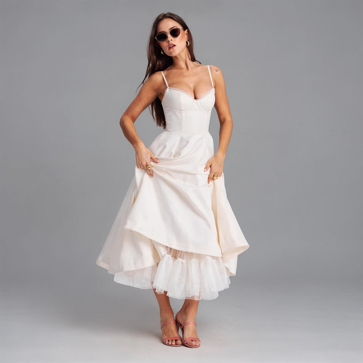Strapless A-Line Midi Dress