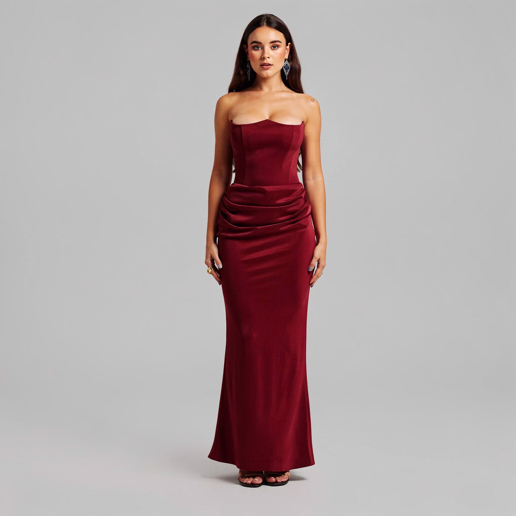 Slash Neck Ankle-Length Dress