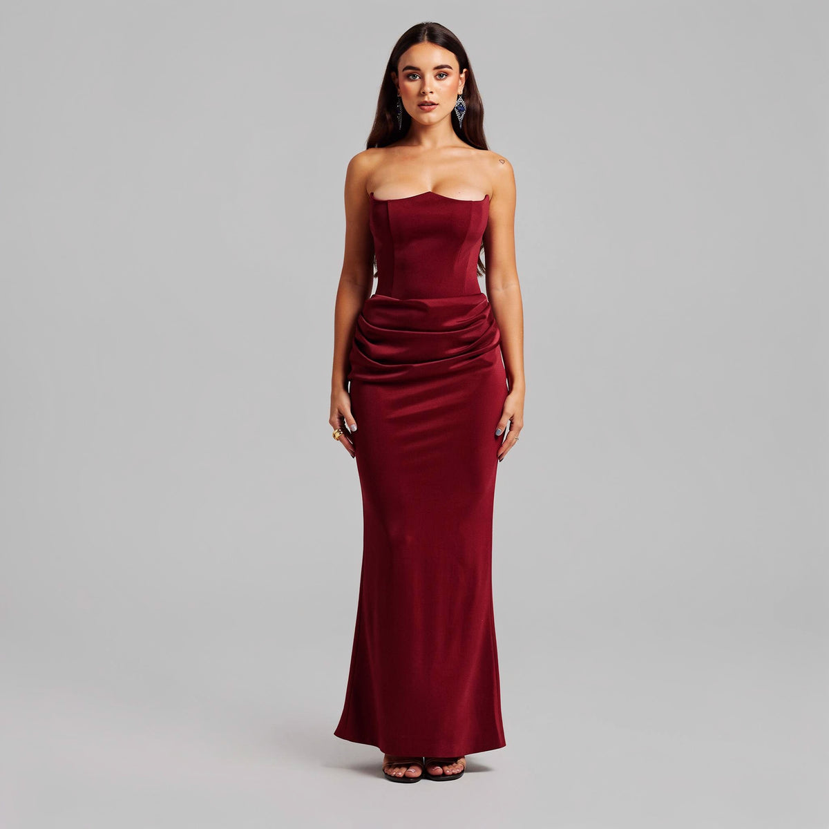Slash Neck Ankle-Length Dress